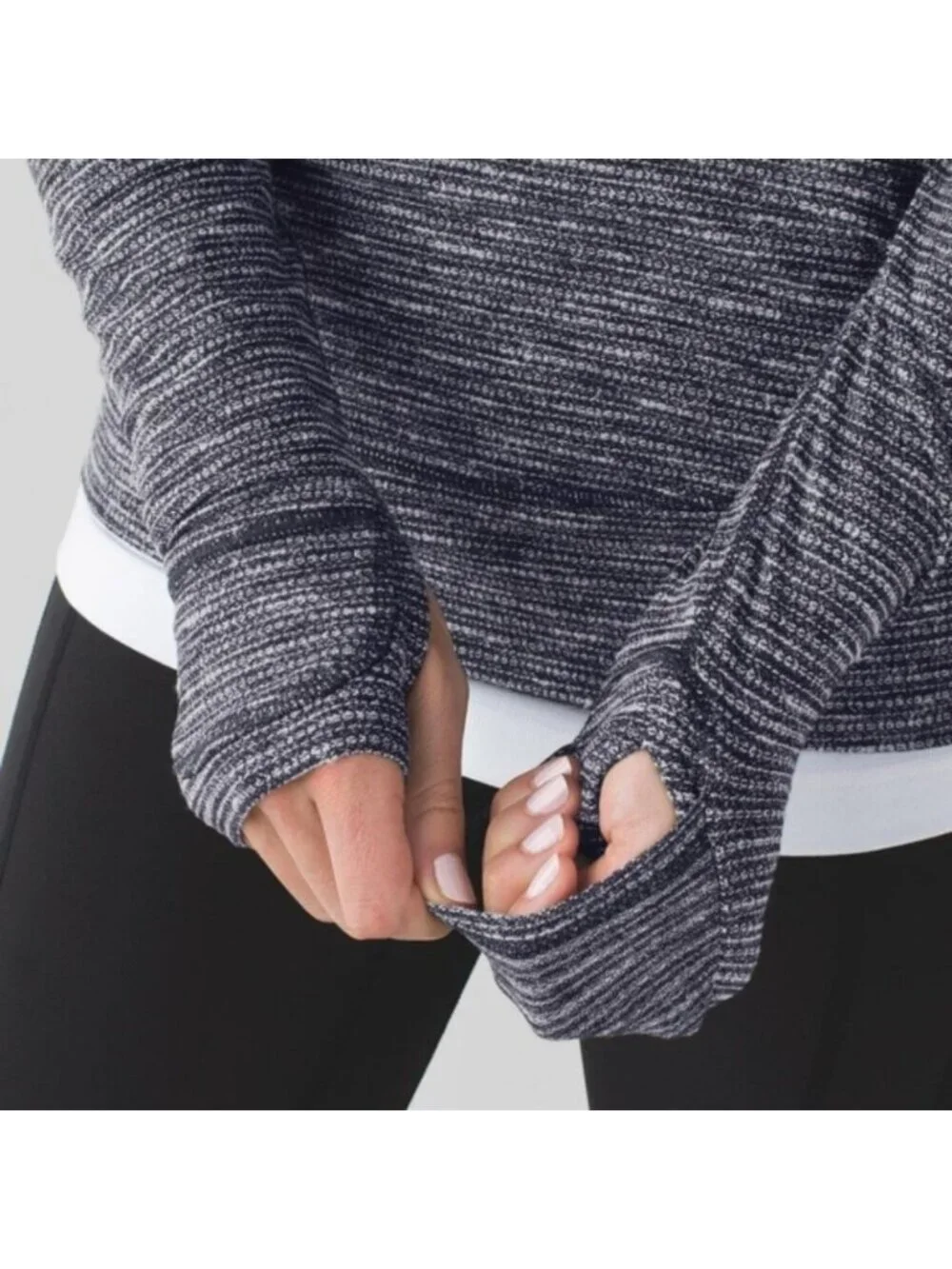 Lululemon Think Fast Pullover Long Sleeve Zip Coco Pique Black